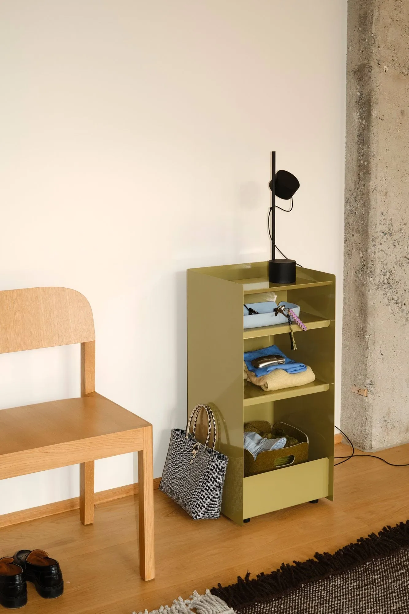 Folded Trolley open trolley, Dark beige green, 37.4x38.7x37.2 cm Muuto