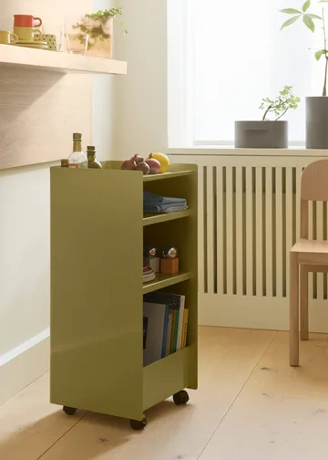 Folded Trolley open trolley - Dark beige green, 37.4x38.7x37.2 cm - Muuto