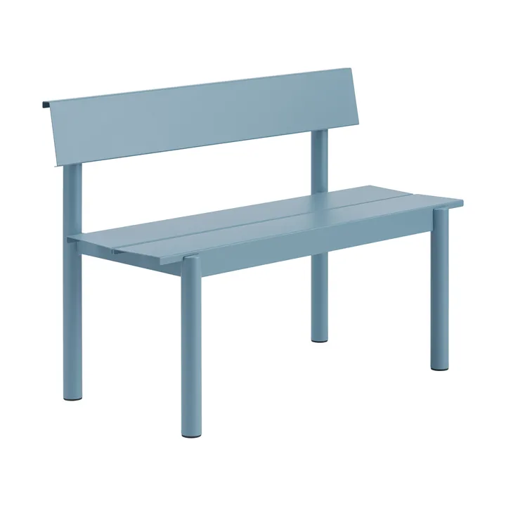 Linear Steel bench with backrest - Pale blue, 110x34 cm - Muuto