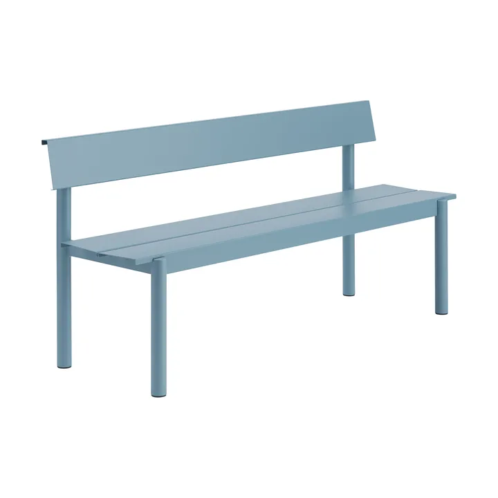 Linear Steel bench with backrest - Pale blue, 170x34 cm - Muuto