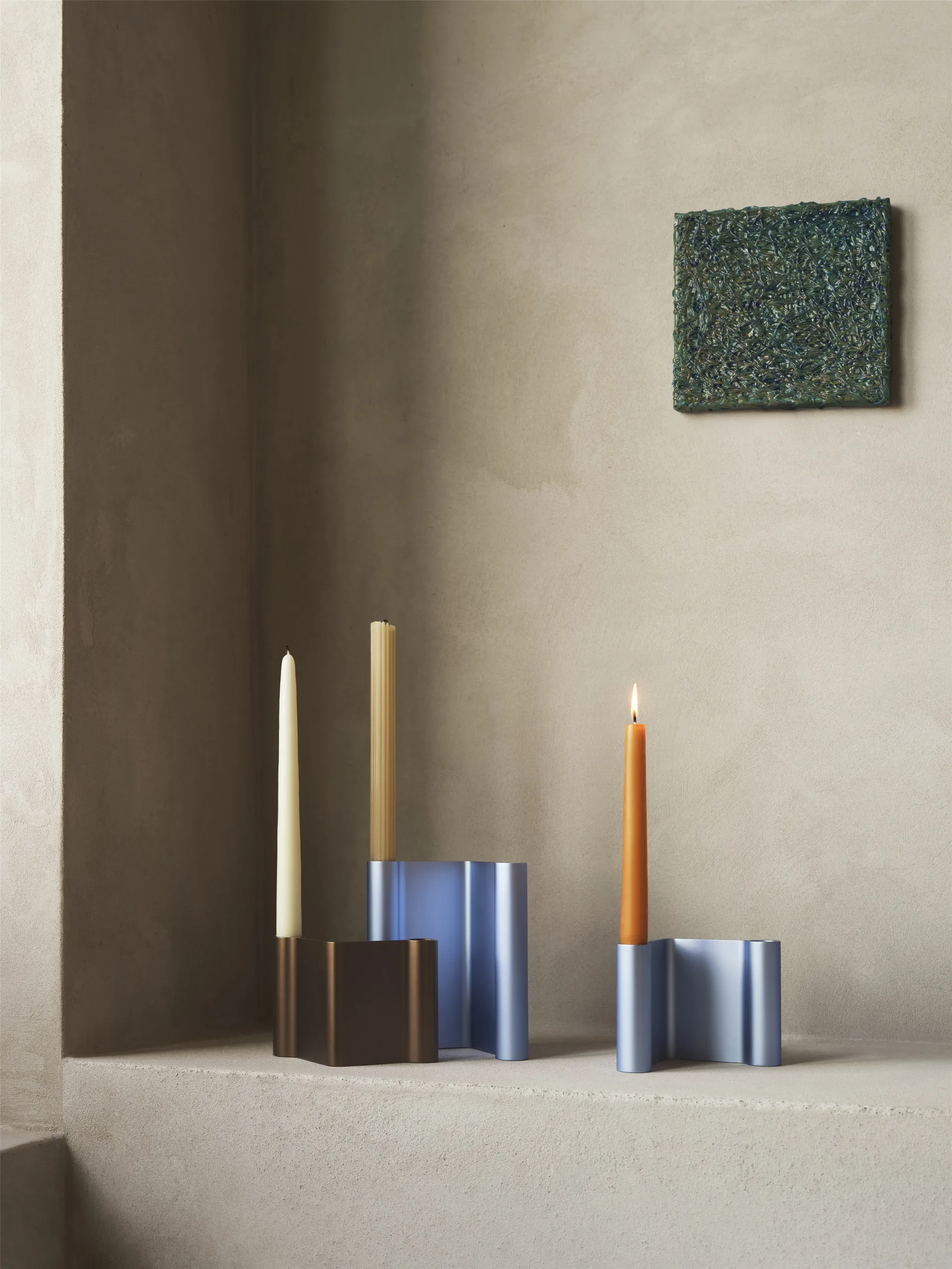 Pair candle holder 18 cm, Light blue Muuto