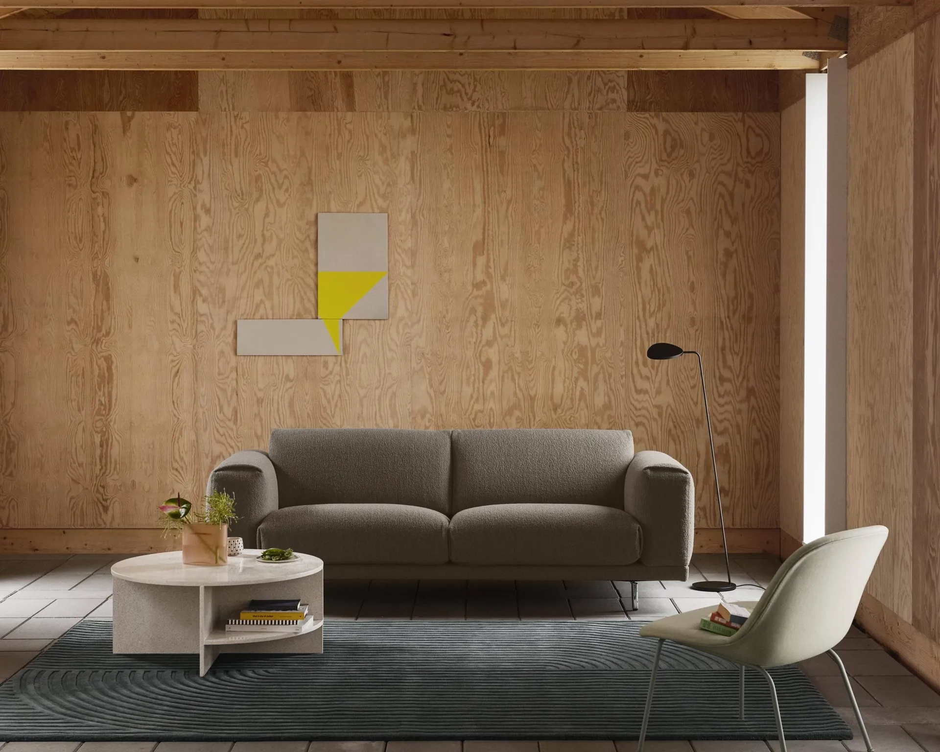 Rest sofa, 3-seater, Hearth 6 grey-black legs Muuto