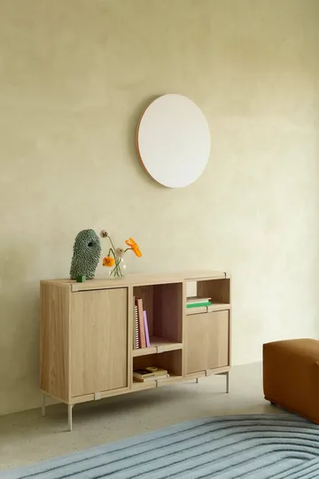 Stacked 2.0 shelving with back plate, small - oak - Muuto