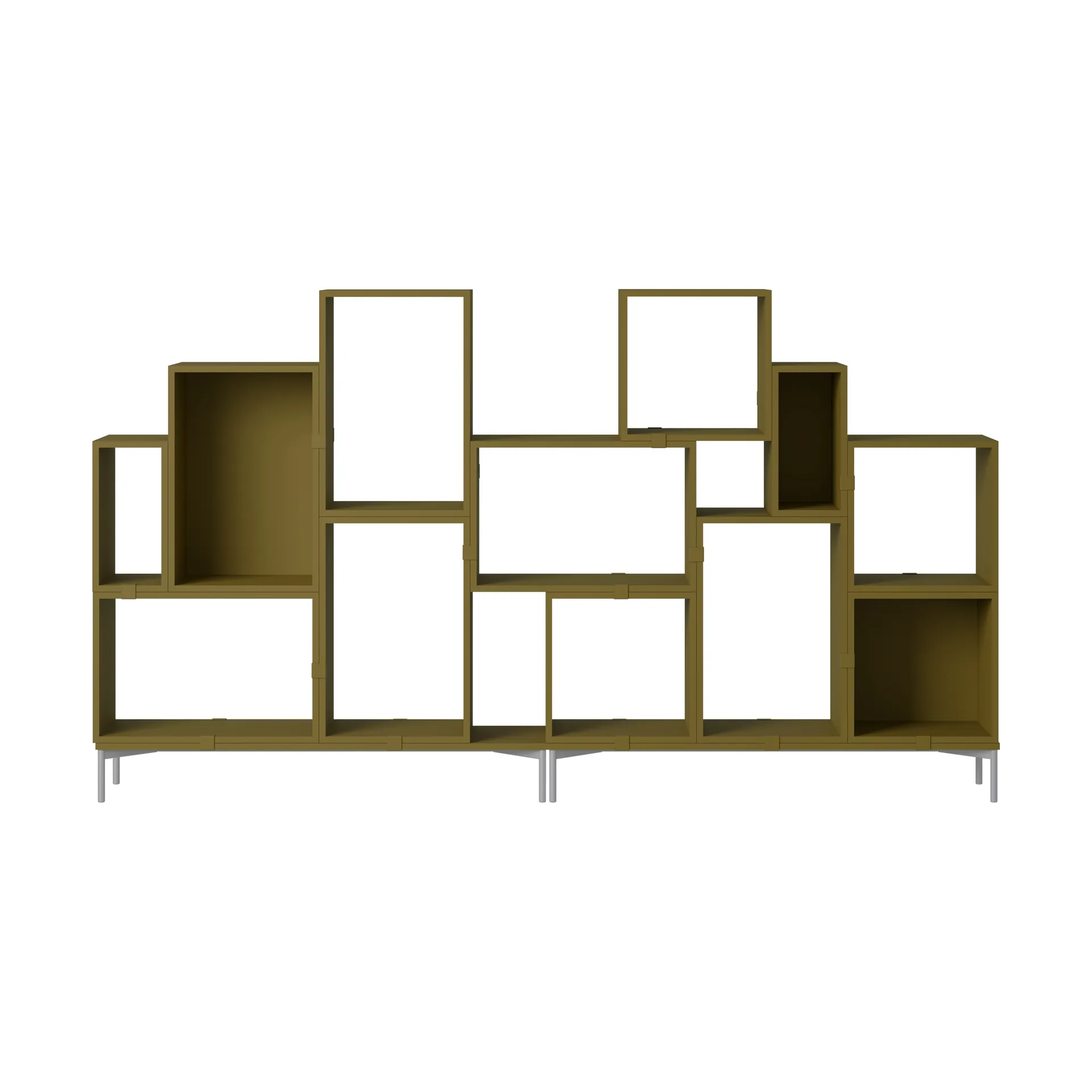 Stacked storage system bookcase configuration 3, Brown green Muuto