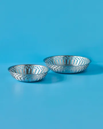 Nicolas Vahé bread basket 2 pieces - Aluminium antique silver finish - Nicolas Vahé