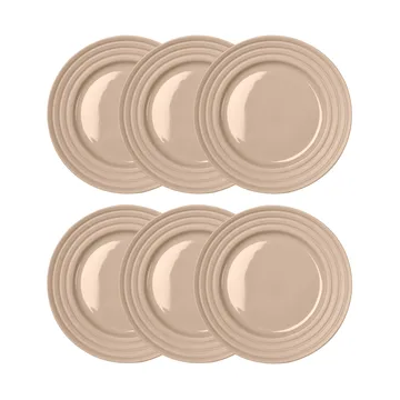 Lines small plate Ø21 cm 6-pack - beige - NJRD