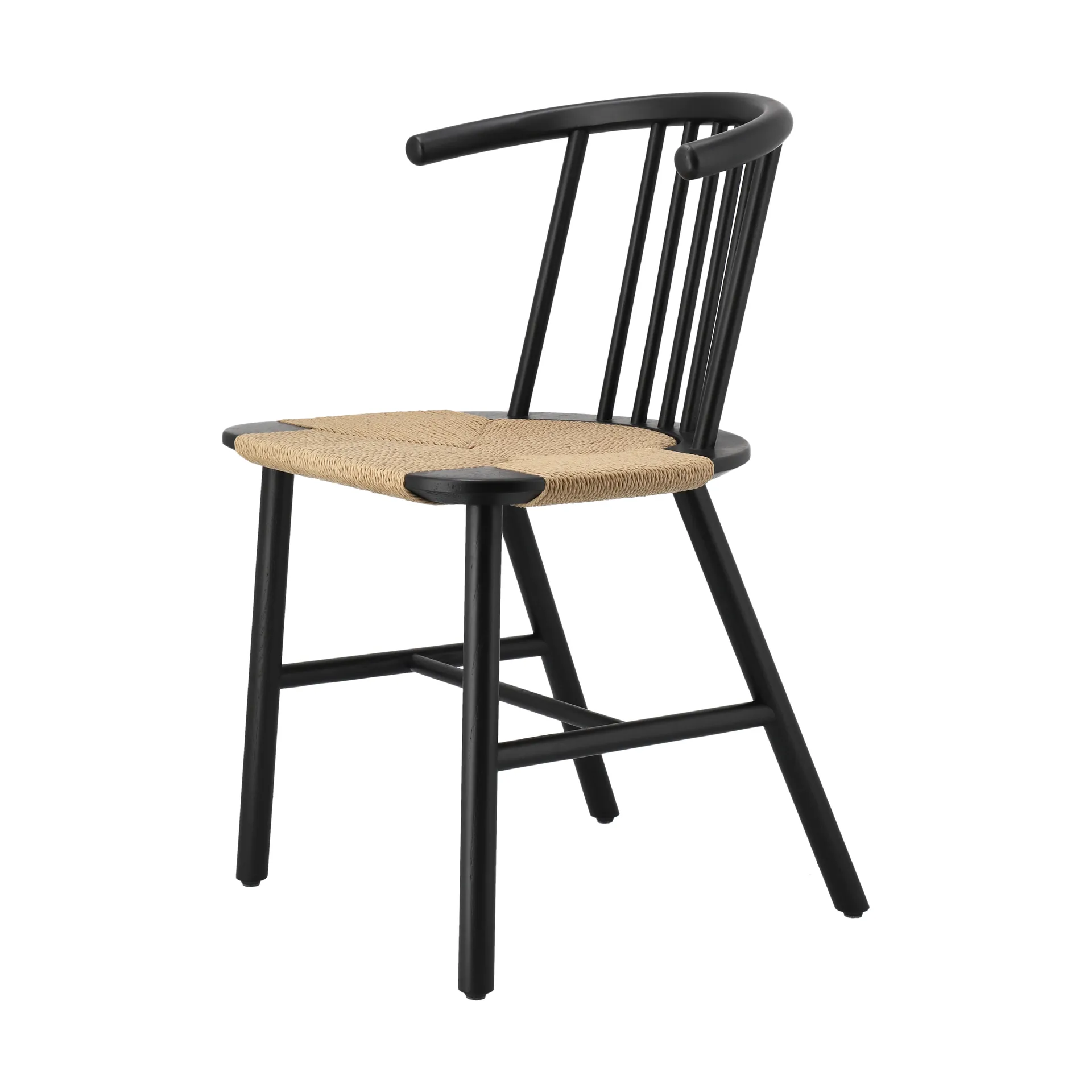 VIOR dining chair wicker seat, Black lacquered oak-nature NJRD