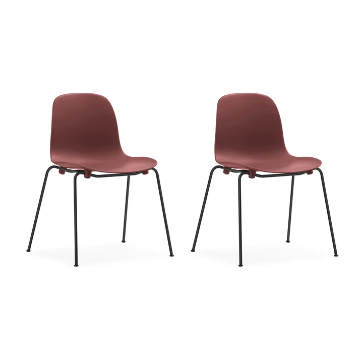 Form Chair stackable chair black legs 2-pack, Red - Normann Copenhagen