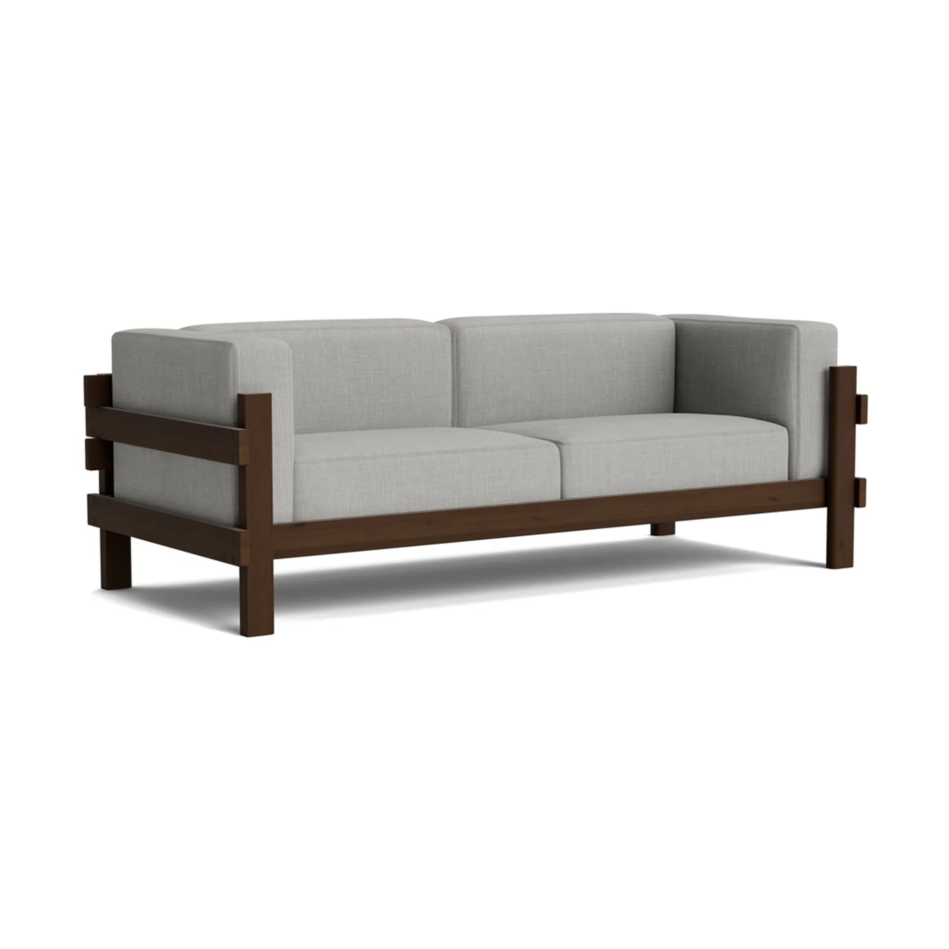 Kube sofa, Brown-lacquered pine–fabric Remix 143 Grey, 220 cm Normann Copenhagen