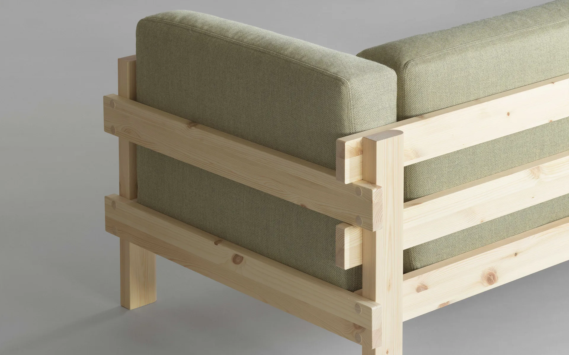 Kube sofa, Lacquered pine-fabric Remix 143 Grey, 220 cm Normann Copenhagen