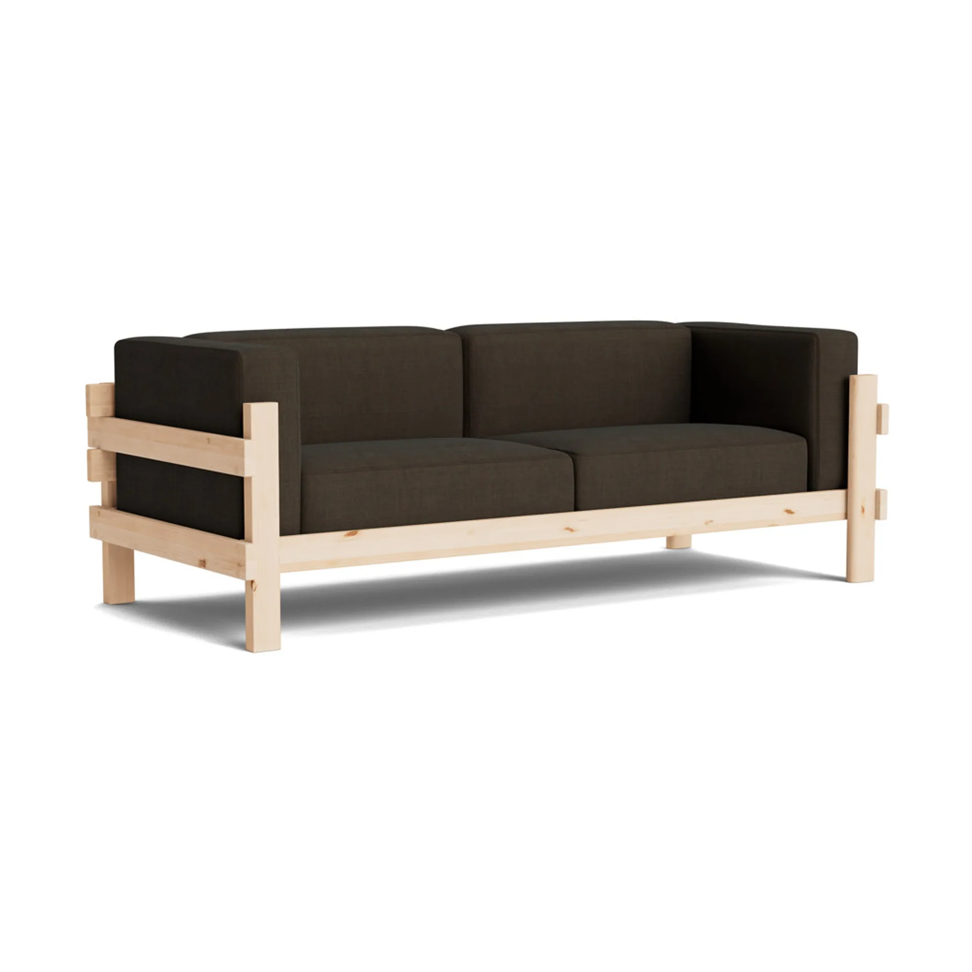 Kube sofa, Lacquered pine-fabric Remix 356 Brown, 220 cm Normann Copenhagen