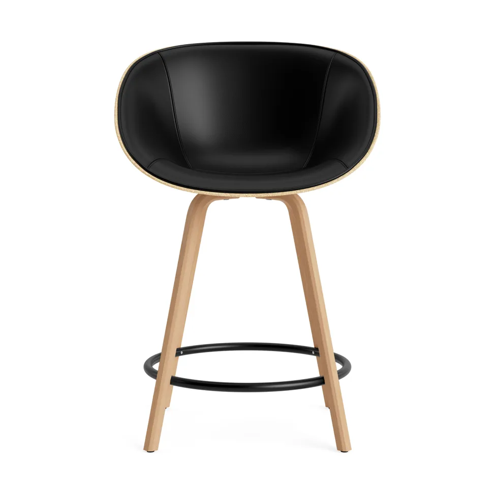 Mat Bar Armchair front-upholstered 65 cm, Ultra 41599-hemp-beech-black steel Normann Copenhagen