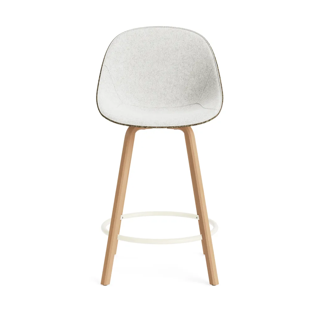 Mat Bar Chair bar stool front upholstered 65 cm, Hallingdal 110-seaweed-beech-cream steel Normann Copenhagen