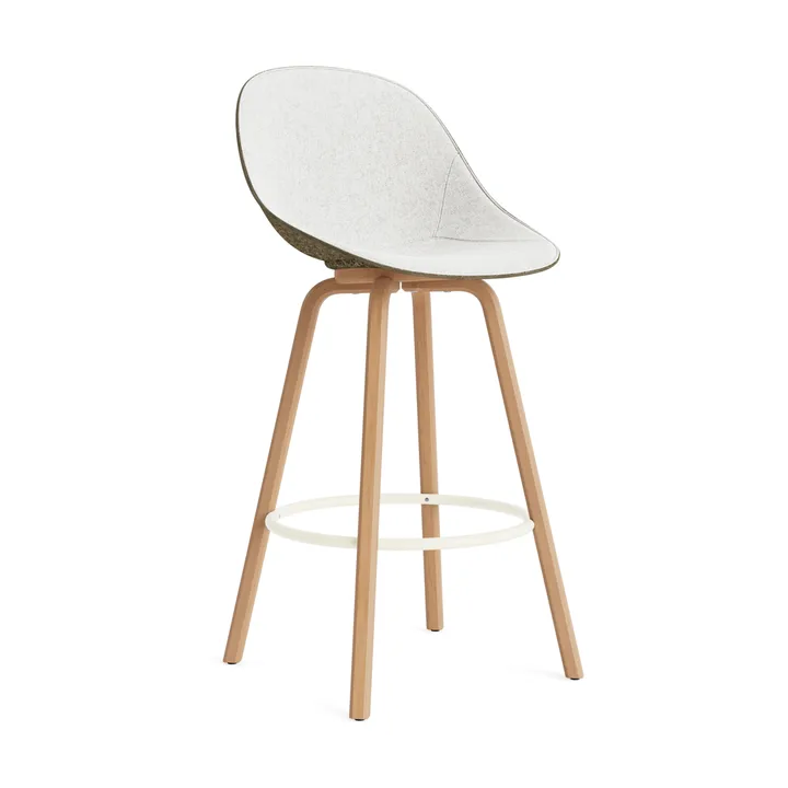 Mat Bar Chair bar stool front upholstered 75 cm - Hallingdal 110-seaweed-beech-cream steel - Normann Copenhagen