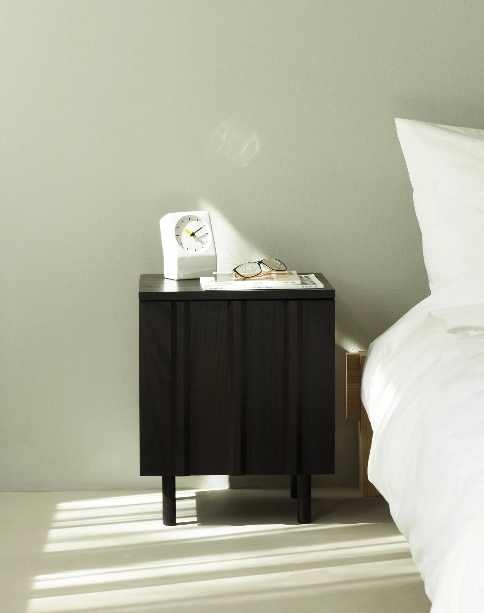 Rib bedside table, Soft black, 52x42x40 cm Normann Copenhagen