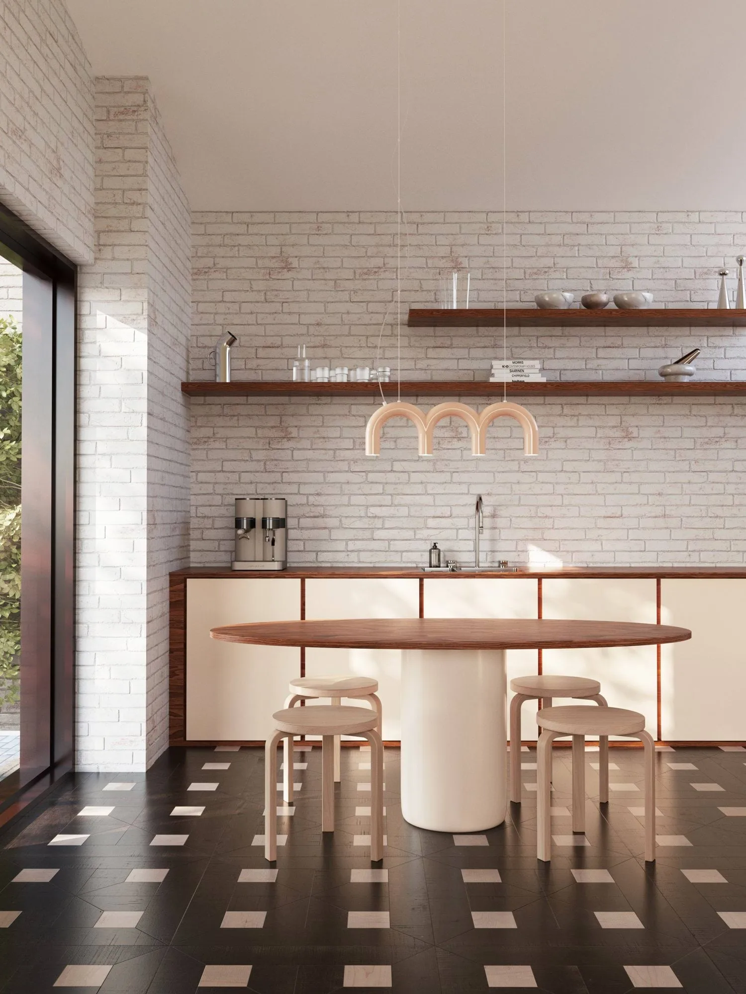 Arch Triplette pendant lamp, Nude, 65.6 cm Oblure