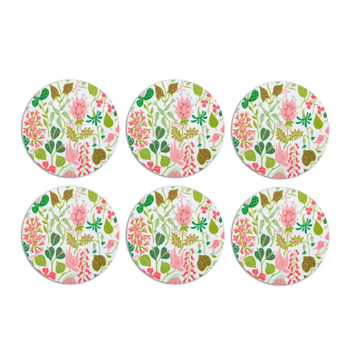 Herbarium coaster 6-pack - pink - Opto Design