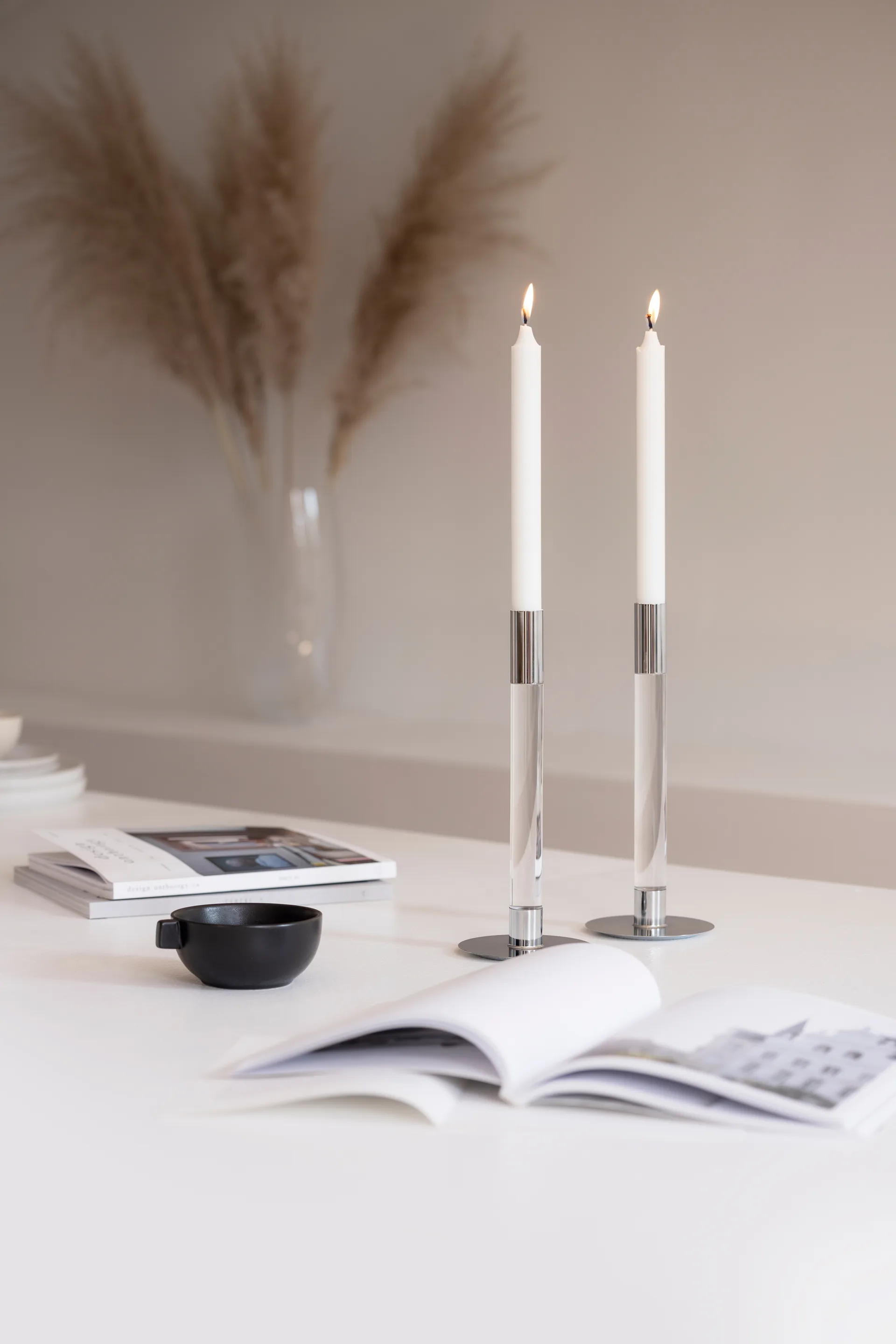 Lumiere candle stick 26.5 cm 2-pack, Clear Orrefors
