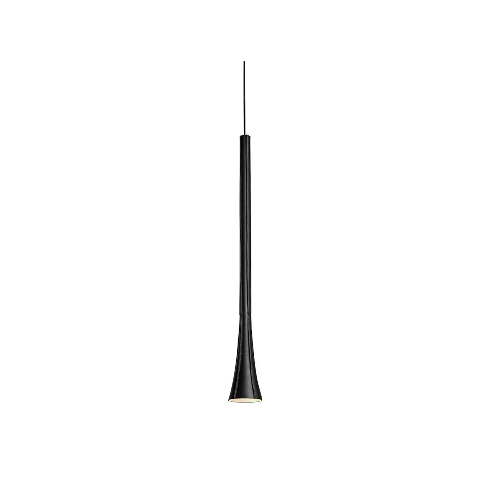Boa pendant lamp, Black, leather-covered metal shade Örsjö Belysning
