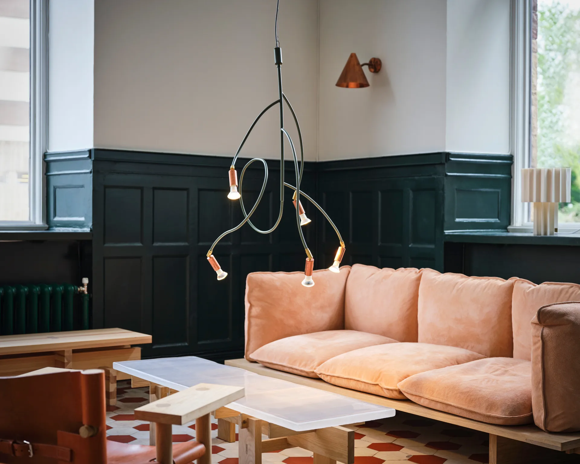 Ranka 5 ceiling lamp, Red Örsjö Belysning