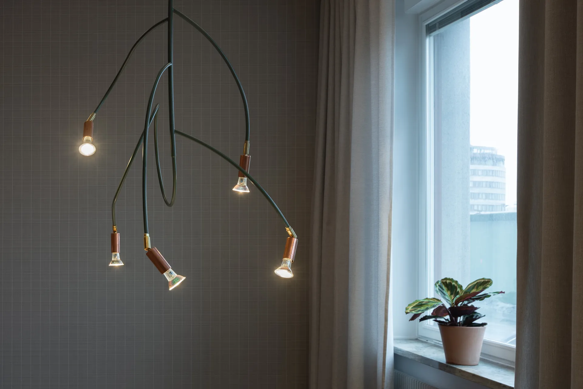 Ranka 5 ceiling lamp, Red Örsjö Belysning