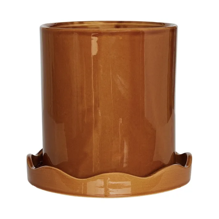 Nami pot with saucer Ø16.5 small, Amber OYOY