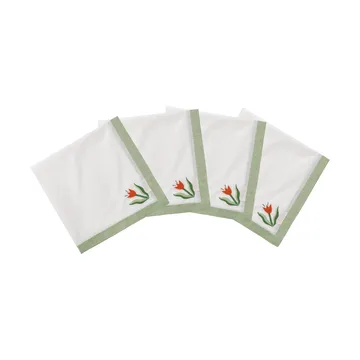 Madelen Möllard Tulip cotton napkin - Light green, 4-pack, 45x45 cm - Pick a Poppy