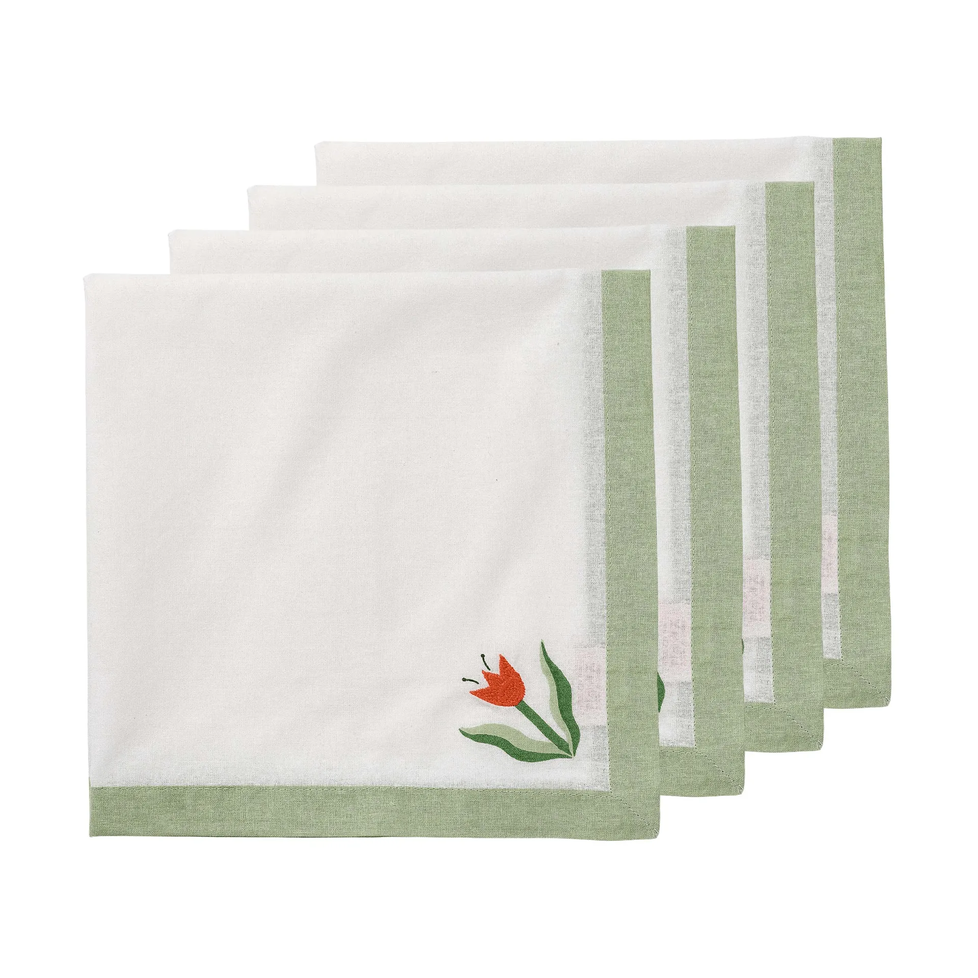 Madelen Möllard Tulip cotton napkin, Light green, 4-pack, 45x45 cm Pick a Poppy