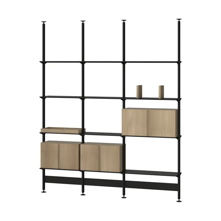 Pira G2 shelving system F C B Black/Oak 248–255 cm - Pira