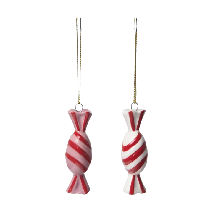 Candy decoration hang 2 parts - Red-white - Pluto Design