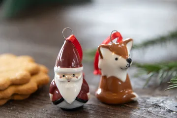 Fox & Santa decoration hanger 2 parts - Red-white-brown - Pluto Design
