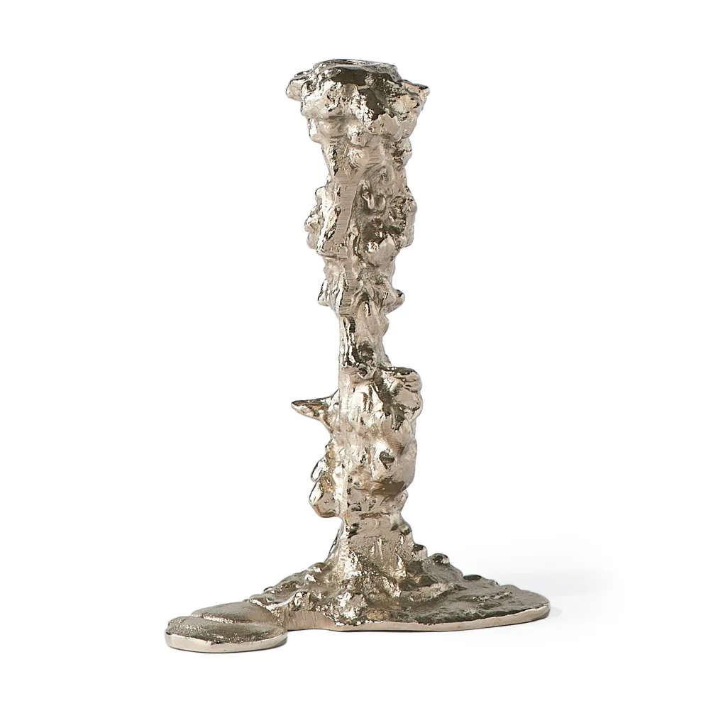 Drip candlestick L 25 cm, Silver POLSPOTTEN