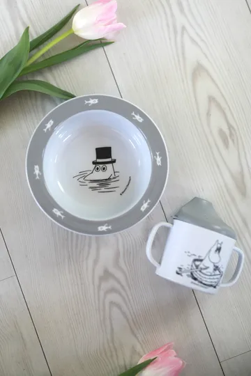 Moomin Water & Bath sippy cup & suction cup plate - Grey - Rätt Start