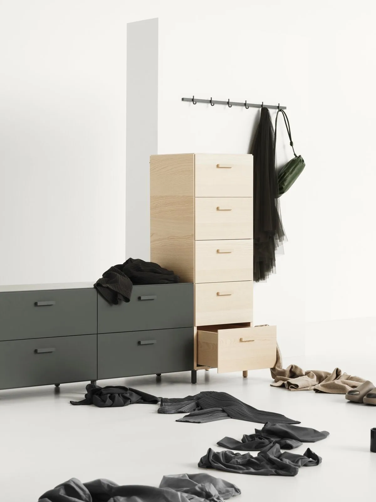 Relief high dresser with legs 41x115 cm ash Relief