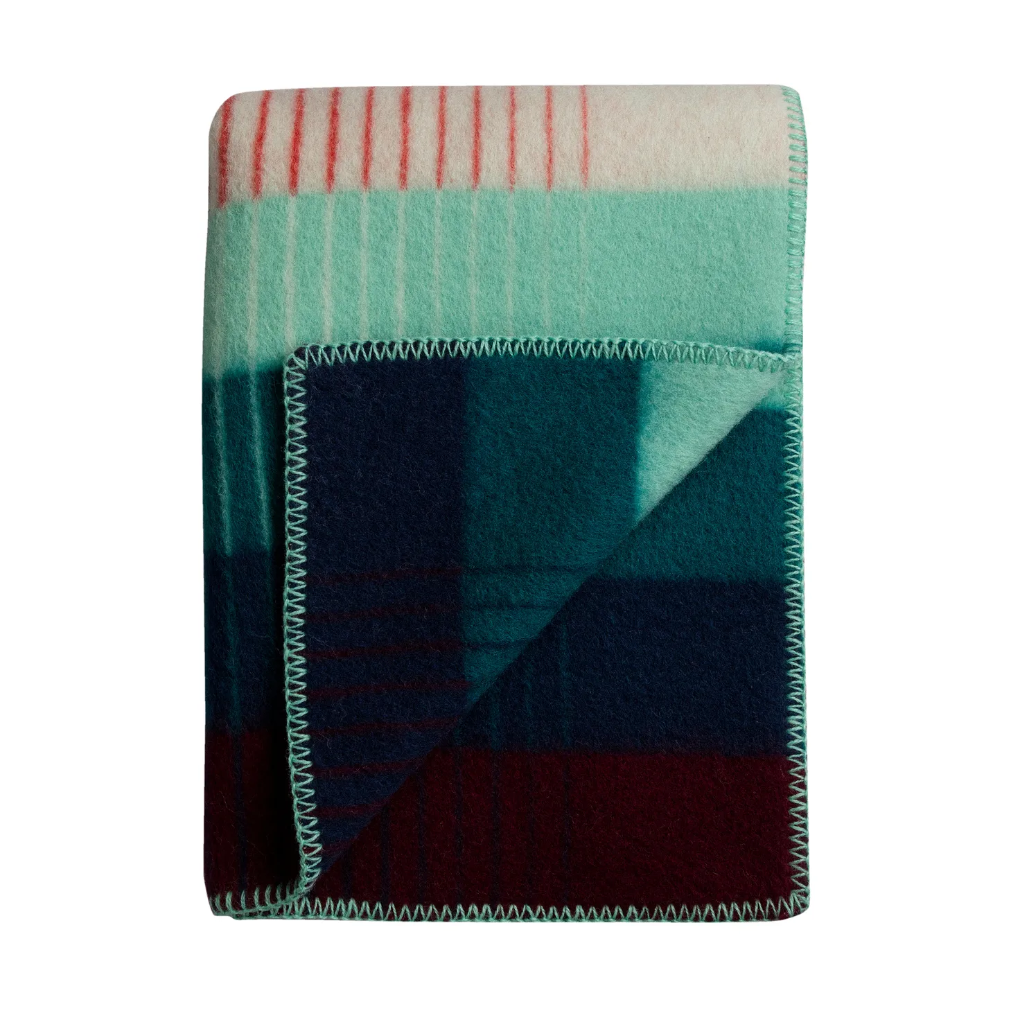 Åsmund gradient blanket 135x200 cm, Red-turquoise Røros Tweed