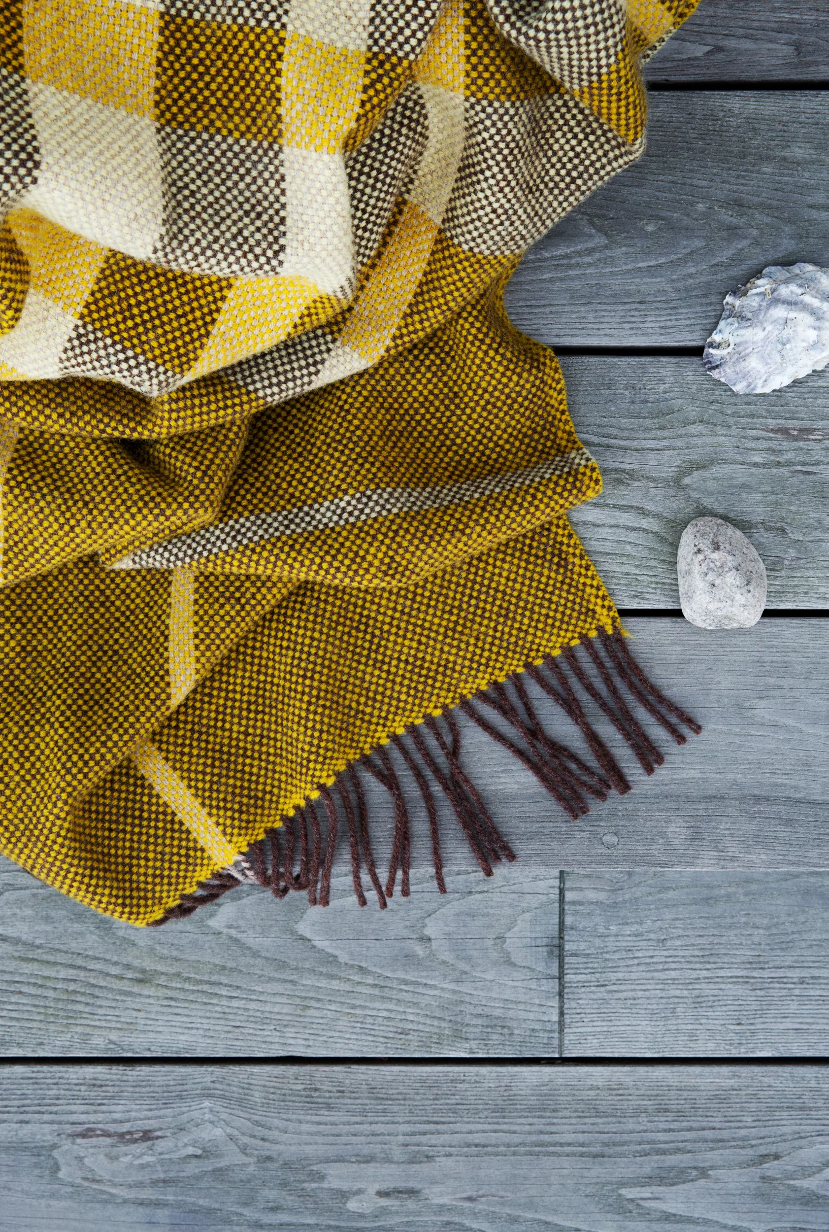 Filos throw 145x220 cm, Yellow Røros Tweed
