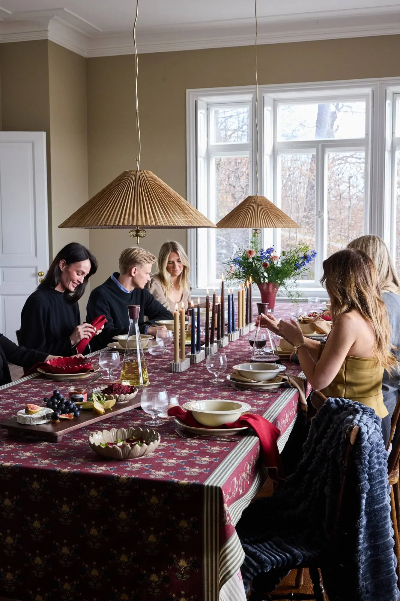 Linnea tablecloth, Mixed wine red, 150x280 cm Sagaform