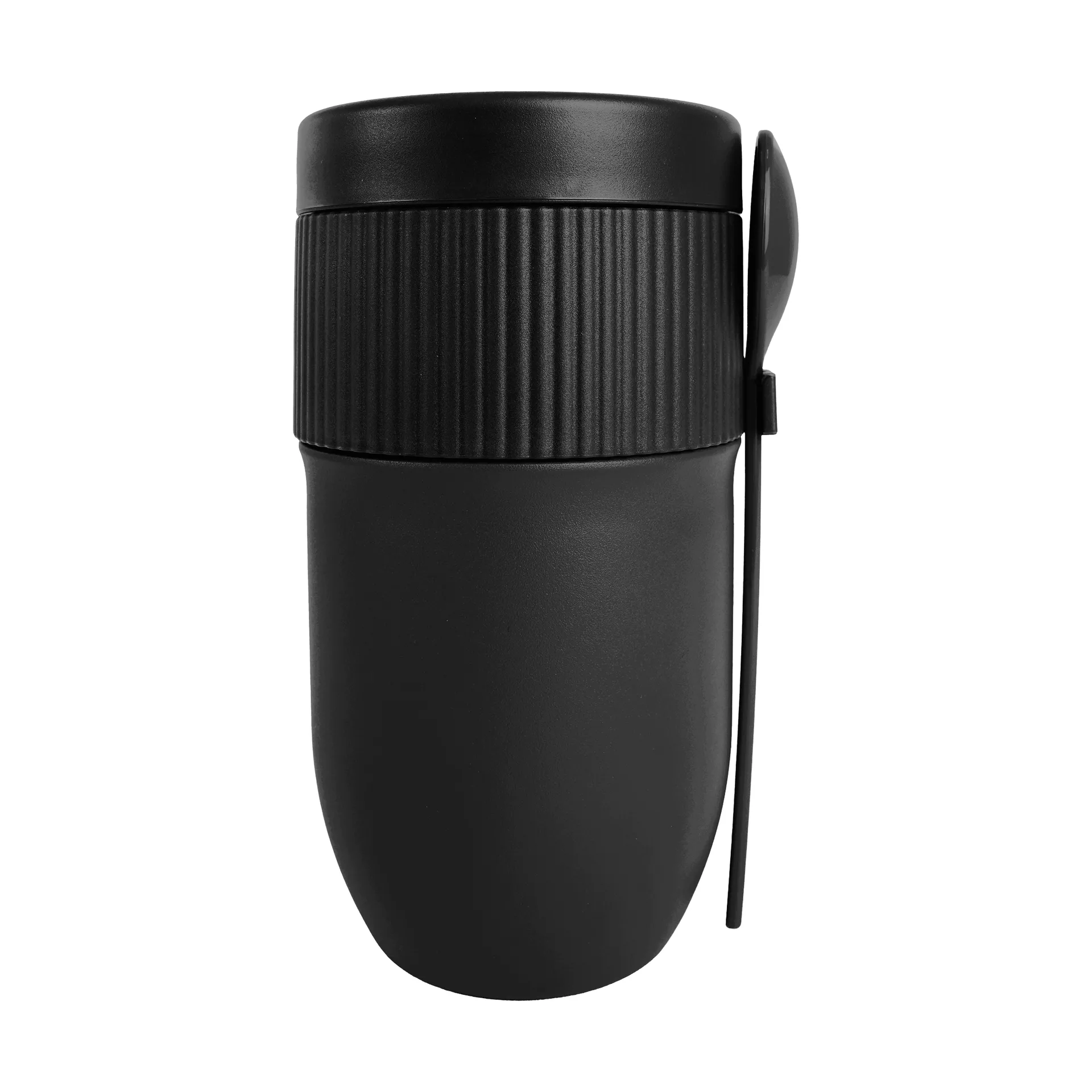 Ted food thermos yoghurt mug with spoon, Black, 32 cl Sagaform