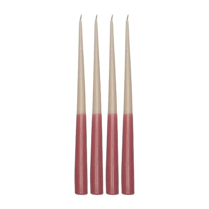 Affinity two-toned long candles 4 pack 32 cm - Beige-red - Scandi Essentials
