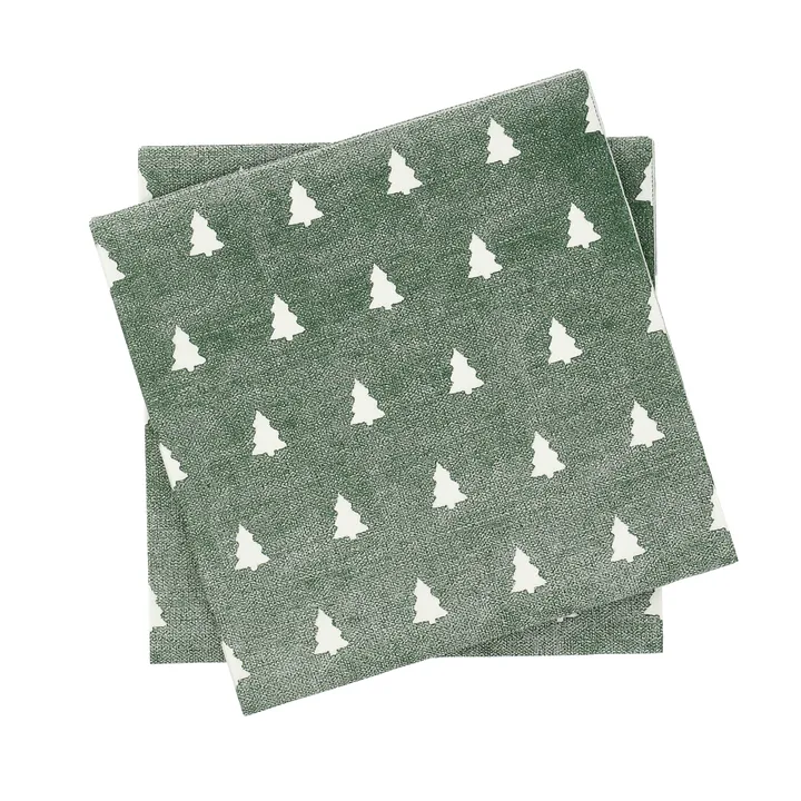 Linen trees serviette 33x33 cm 20-pack - Green-white - Scandi Essentials