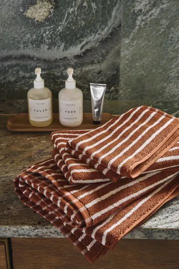 Drift towel 50x70 cm - Brown-white - Scandi Living