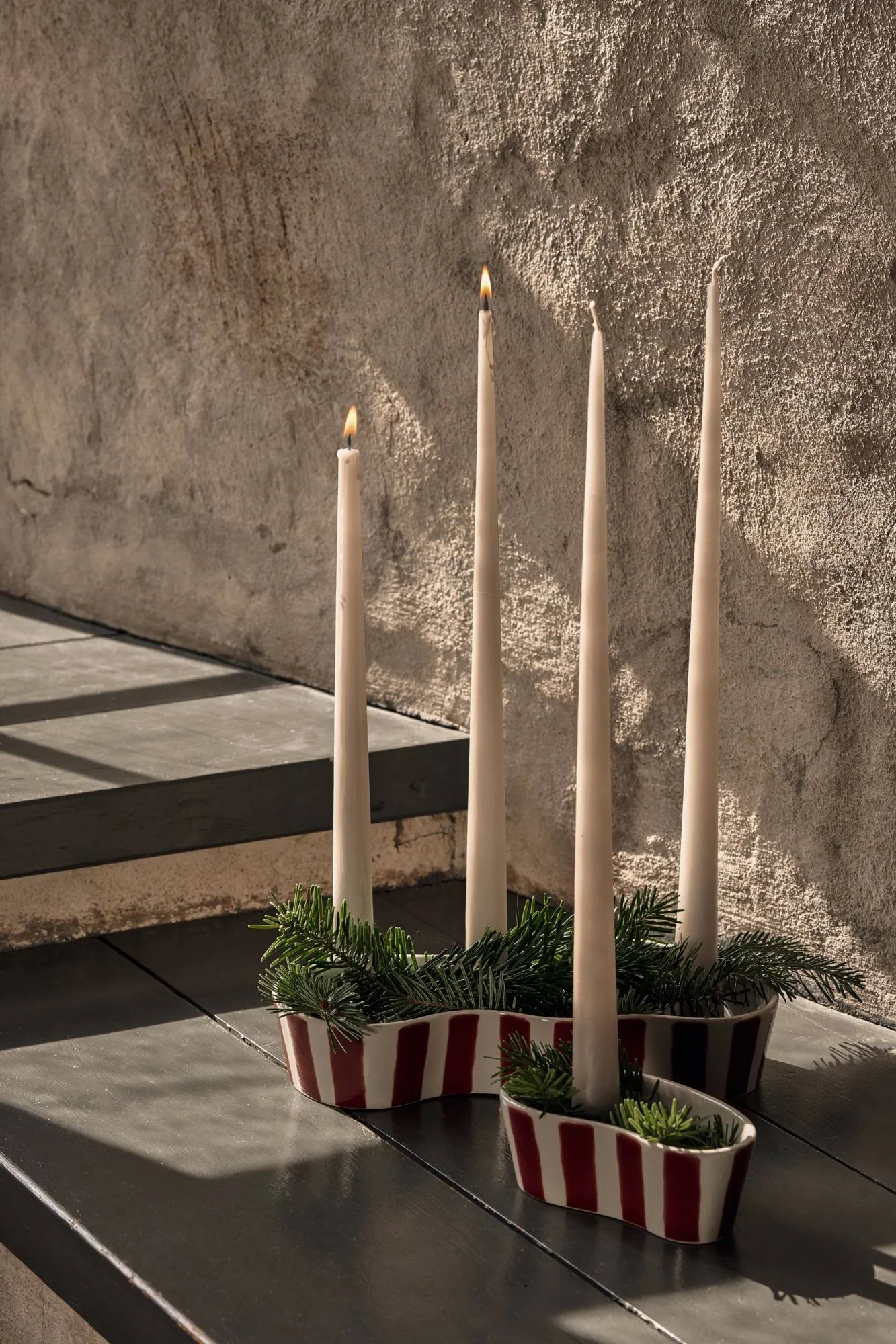 Ember candleholder, Red-white, 8x14 cm Scandi Living