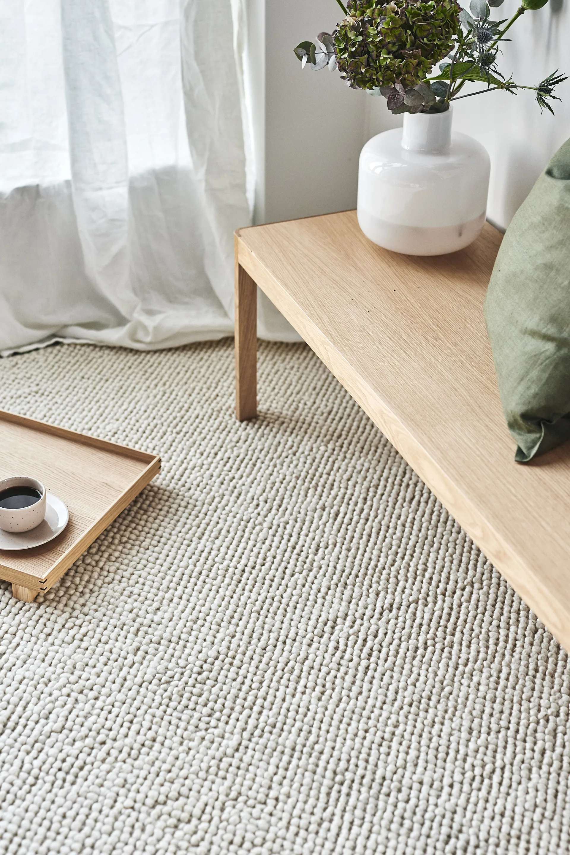Flock wool rug natural white, 170x240 cm Scandi Living
