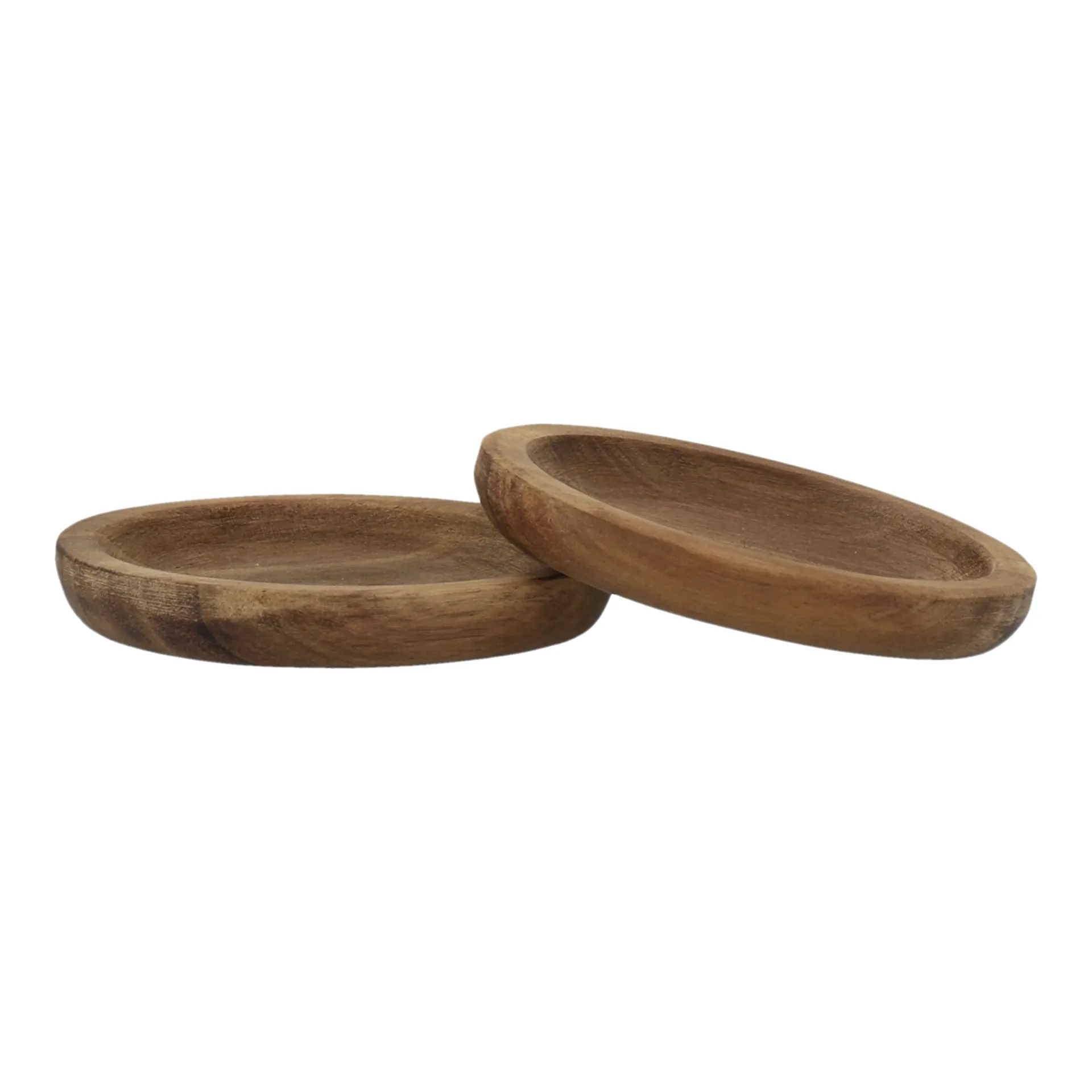 Hollow glass coaster Ø9 cm 4-pack, Acacia Scandi Living