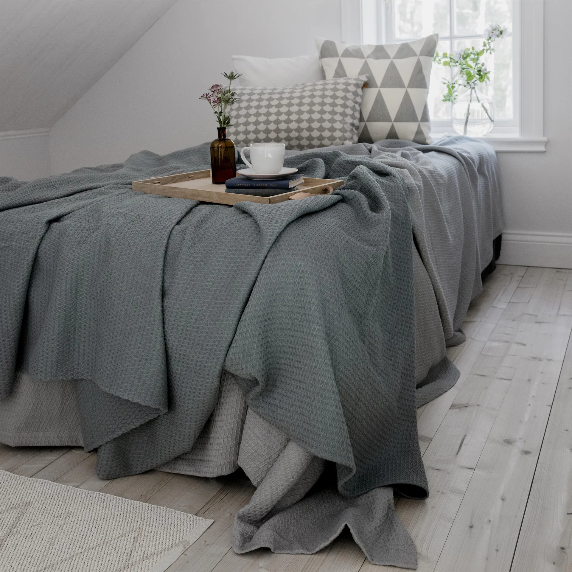 Kimono bed spread 139x260 cm, dusty petrol Scandi Living