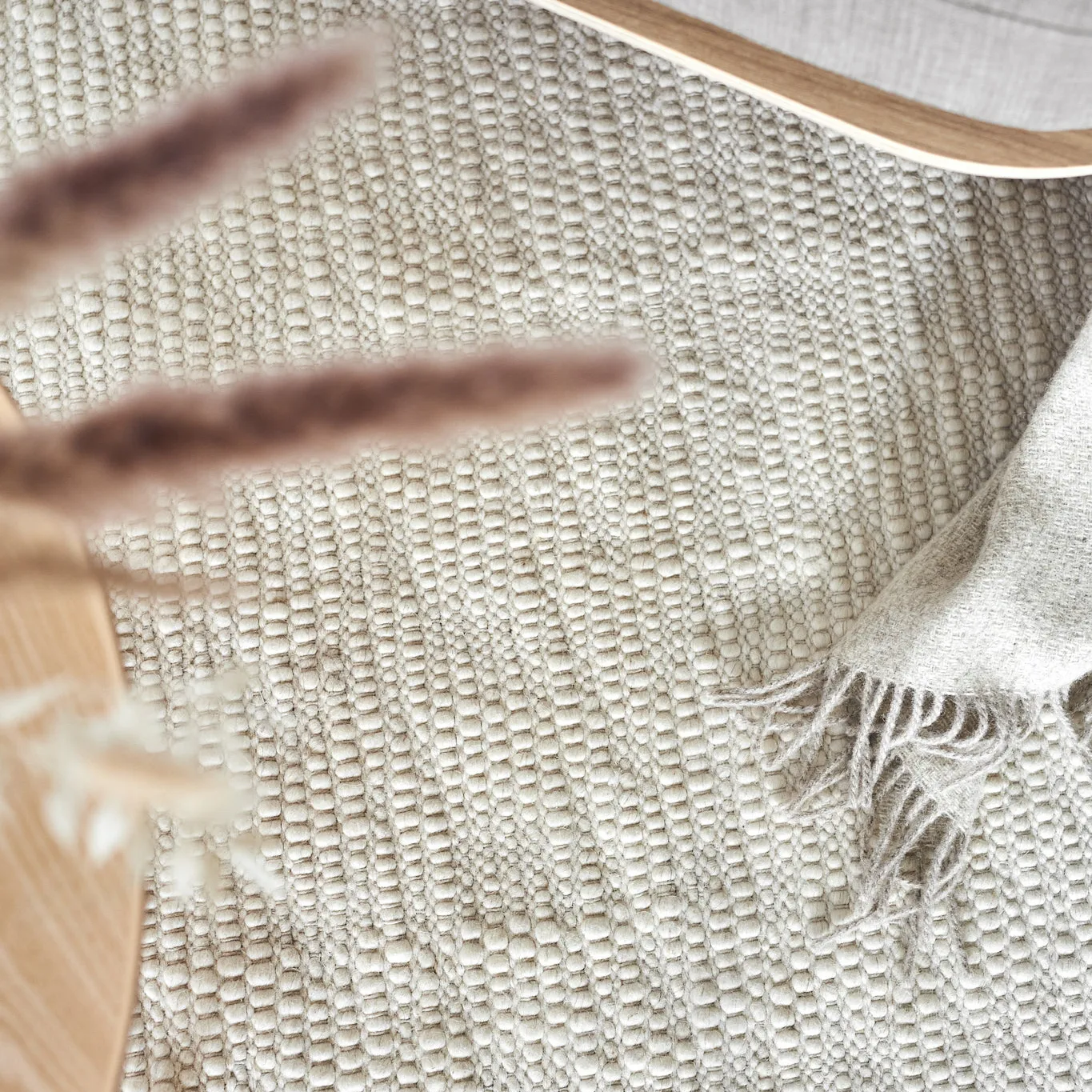 Pebble wool carpet white, 200x300 cm Scandi Living
