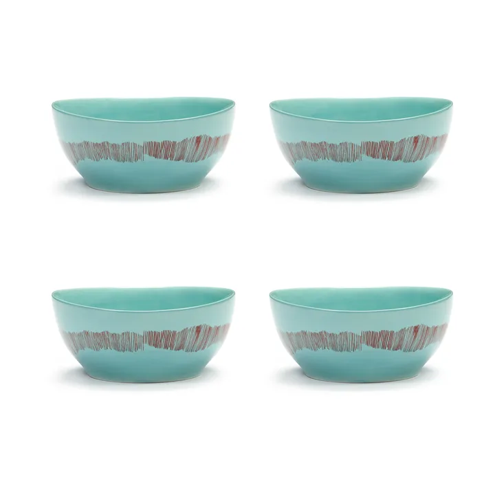 Ottolenghi Feast bowl S Ø15 cm 4-pack - Azure stripes-red - Serax