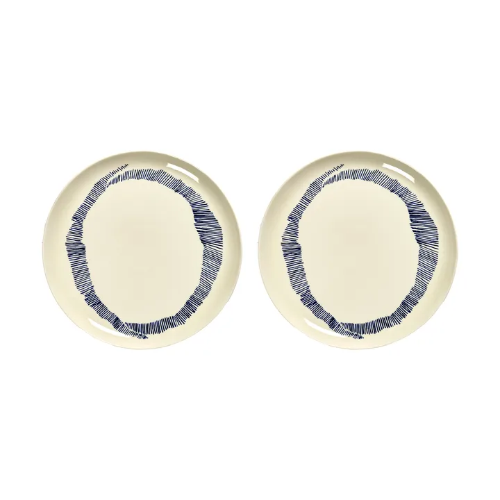 Ottolenghi Feast plate L Ø26 cm 2-pack - White stripes-blue - Serax