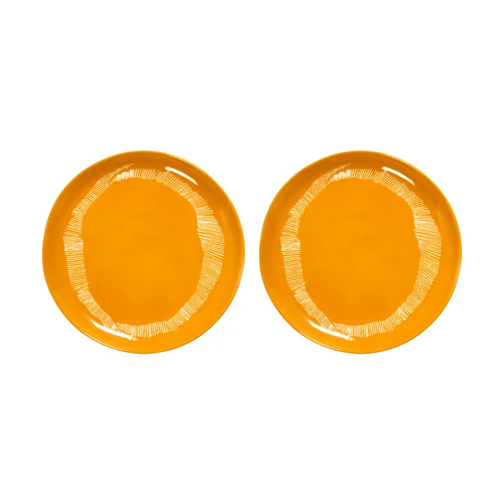 Ottolenghi Feast plate M Ø22,5 cm 2-pack - Yellow stripes-white - Serax