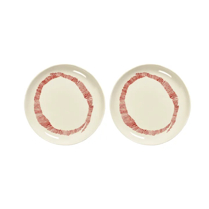 Ottolenghi Feast plate S Ø19 cm 2-pack - White stripes-red - Serax
